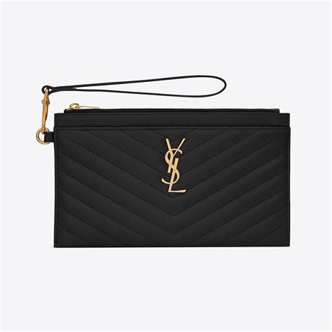 ysl monogram bill pouch in grain de poudre embossed leather